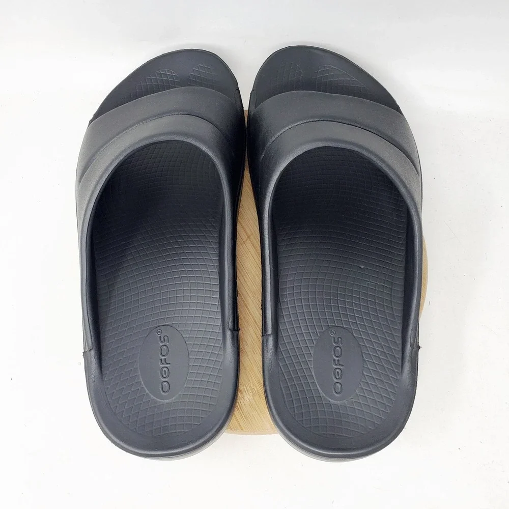 Oofos Sandals Mens 11 Ooahh Black Slide Recovery Sport Pool Beach Slip On Shoes
